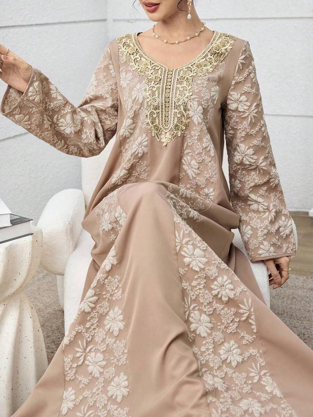 elegant jacquard splice long cardigan kaftan jalabiya dress