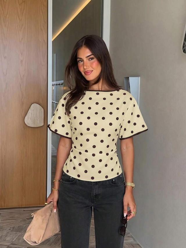 siren gaze contrast trim waist-defining short sleeve shirt