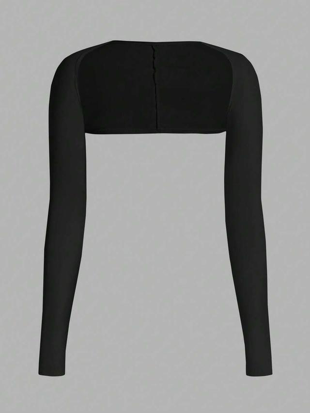 shein ezwear black knitted sexy crop top
