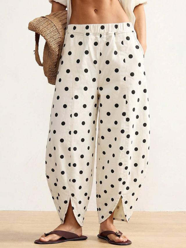 bohemela women's polka dot wide leg tapered trousers