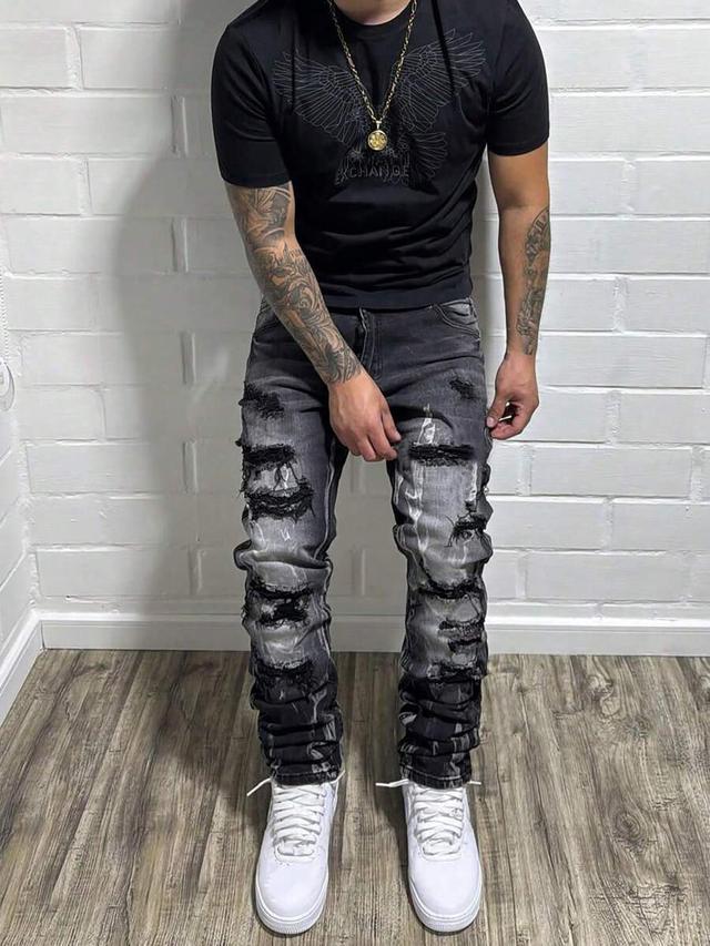 skinny distressed charcoal denim jeans