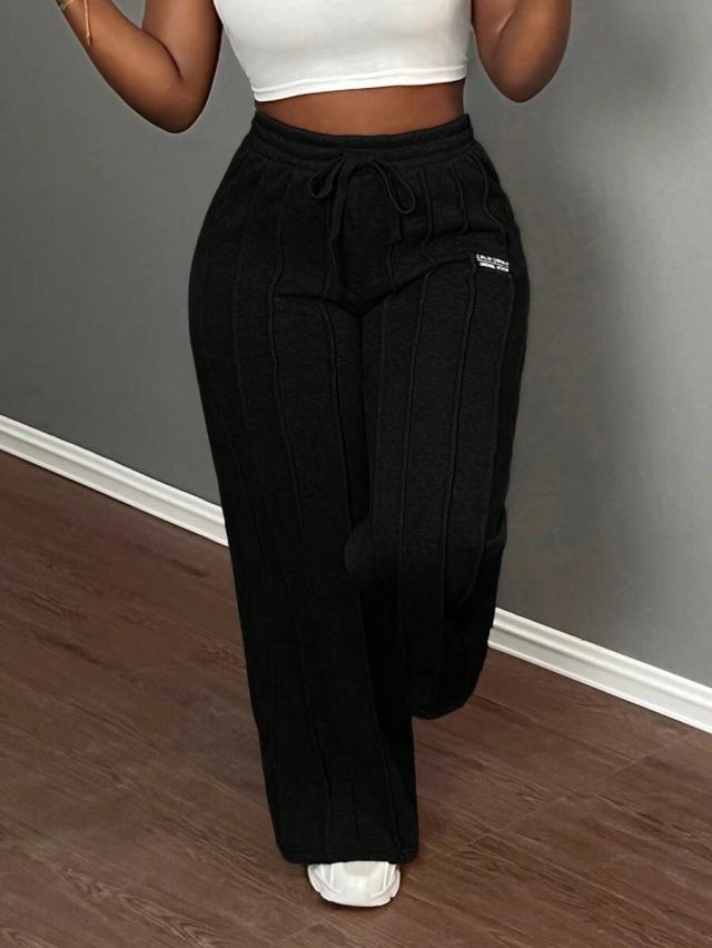 slaydiva casual gray loose straight leg pants