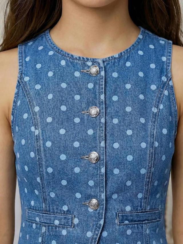 polka dot denim vest and pants set