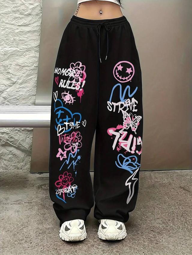niche punk style black long jogger pants