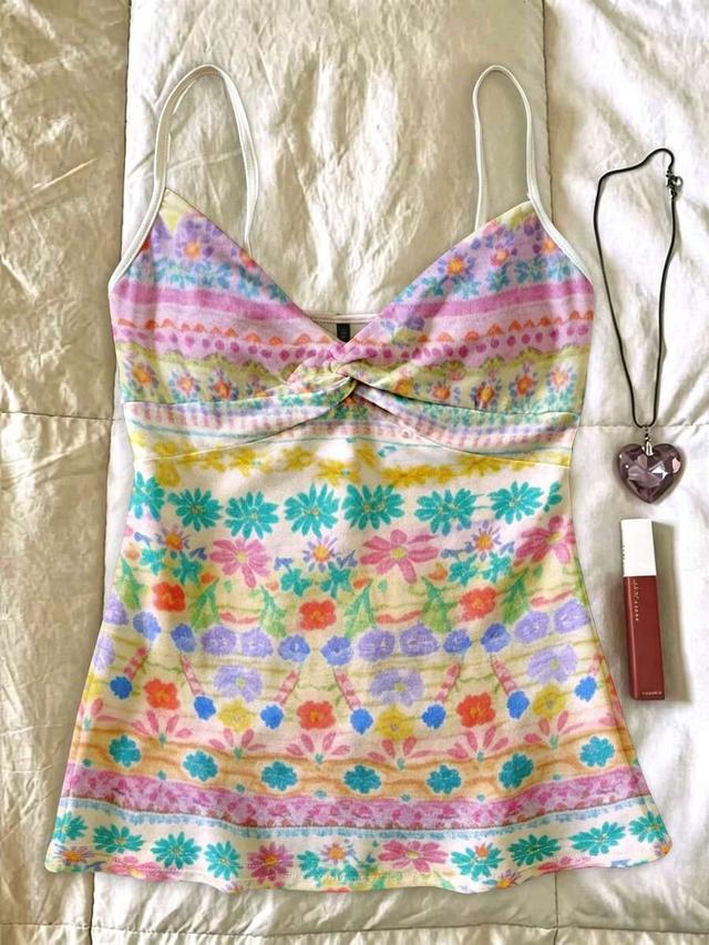 floral printed twist front camisole top