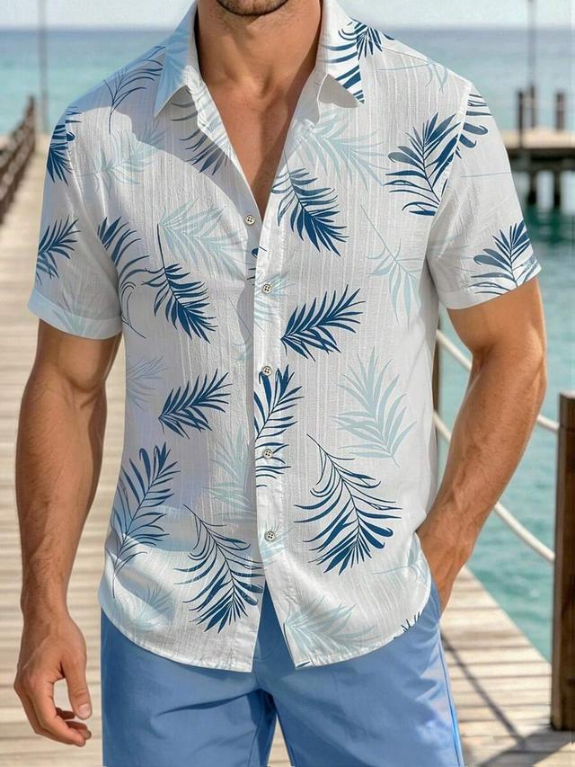 ventusail hawaiian palm leaf print button-down shirt