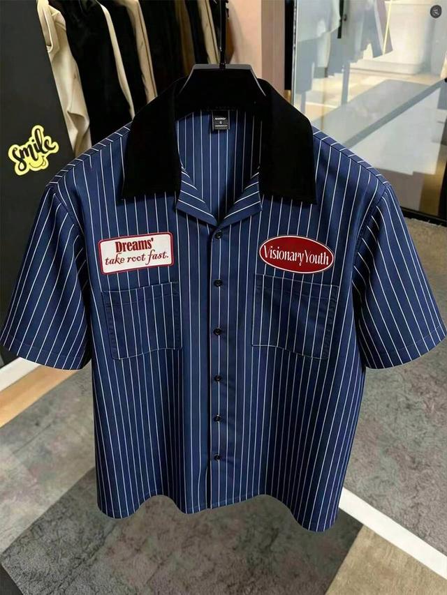 manfinity hypemode american style men's short sleeve striped shirt