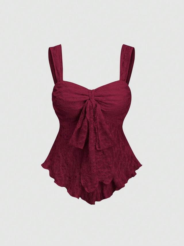 sweetra cropped tube top with bowknot and textured print