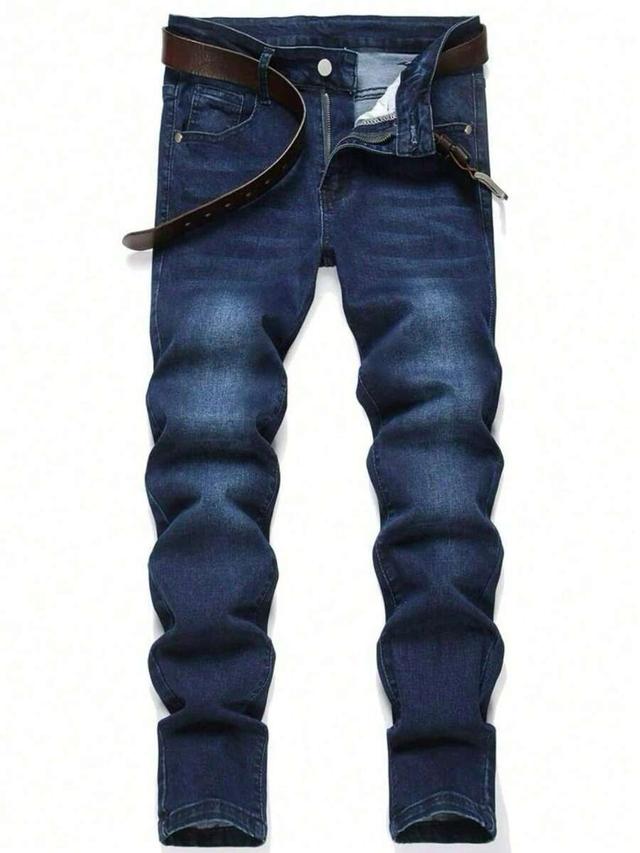 men's comfortable breathable blue denim long pants