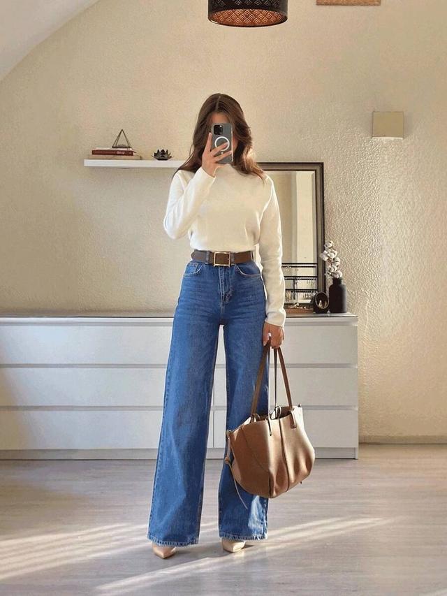 women's loose wide leg washed denim jeans