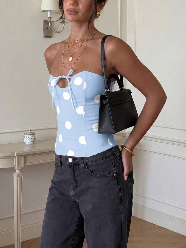 casual sexy polka dot woven bandeau top