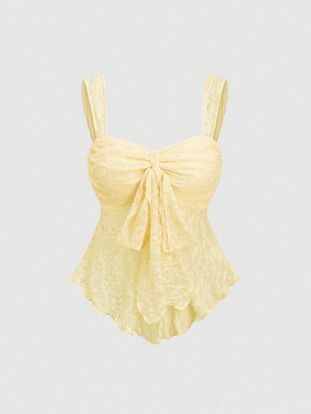 sweetra cropped lace tube top with bowknot