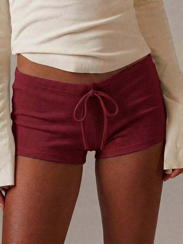 athîral women's casual solid color knit low-waist shorts