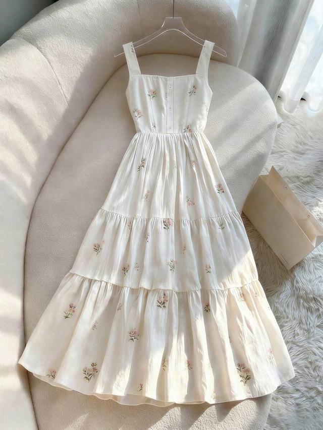 floral ditsy print tiered midi dress