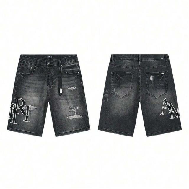 men's distressed black denim hip hop shorts