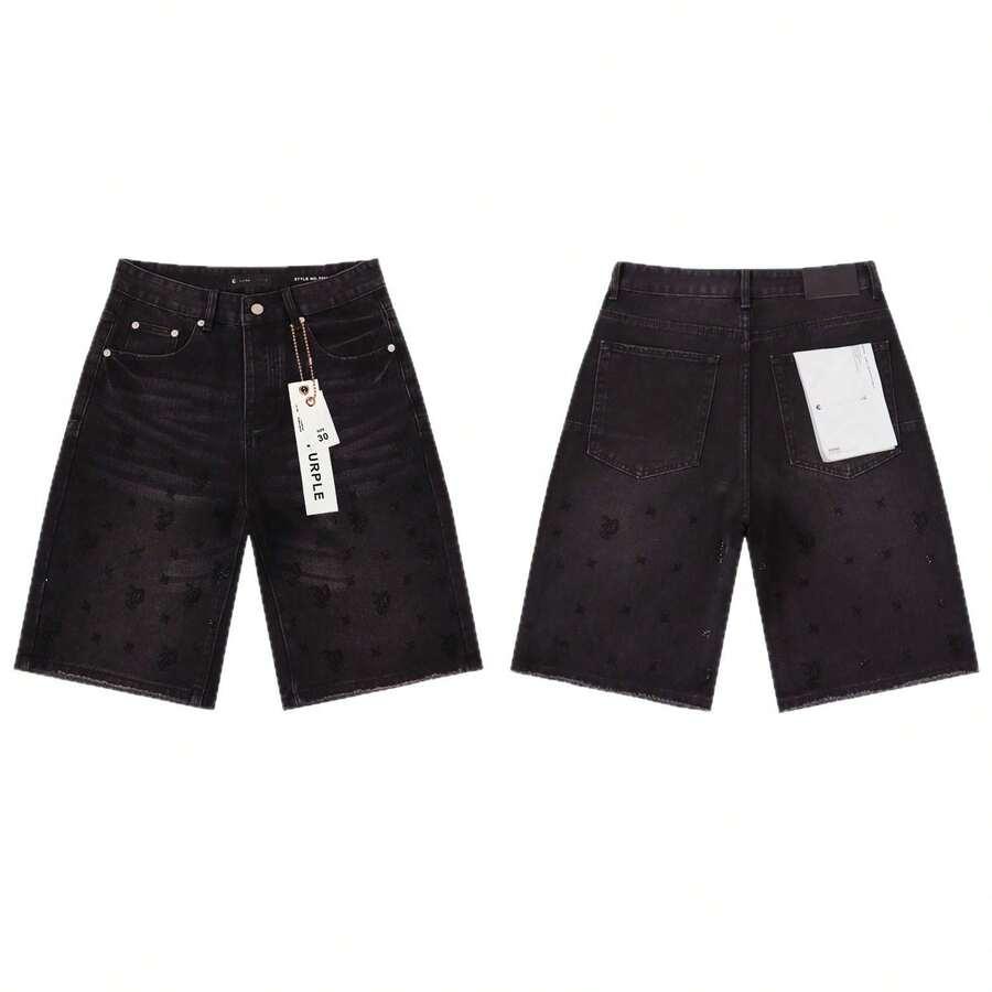 purple jeans ripped denim shorts with frayed edges