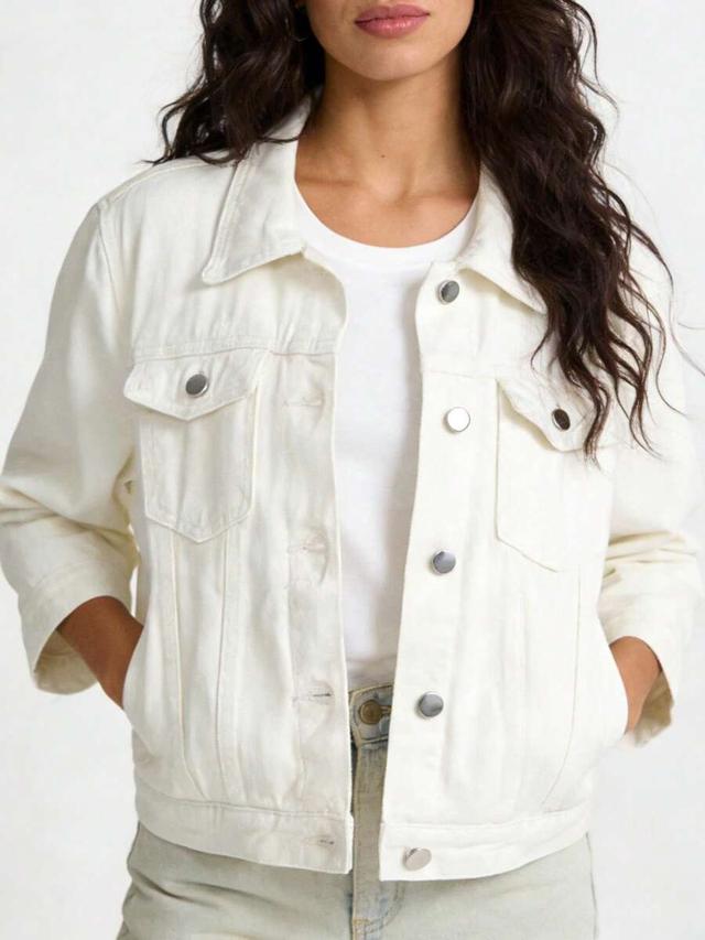 women's white denim seven sleeve traveller jacket