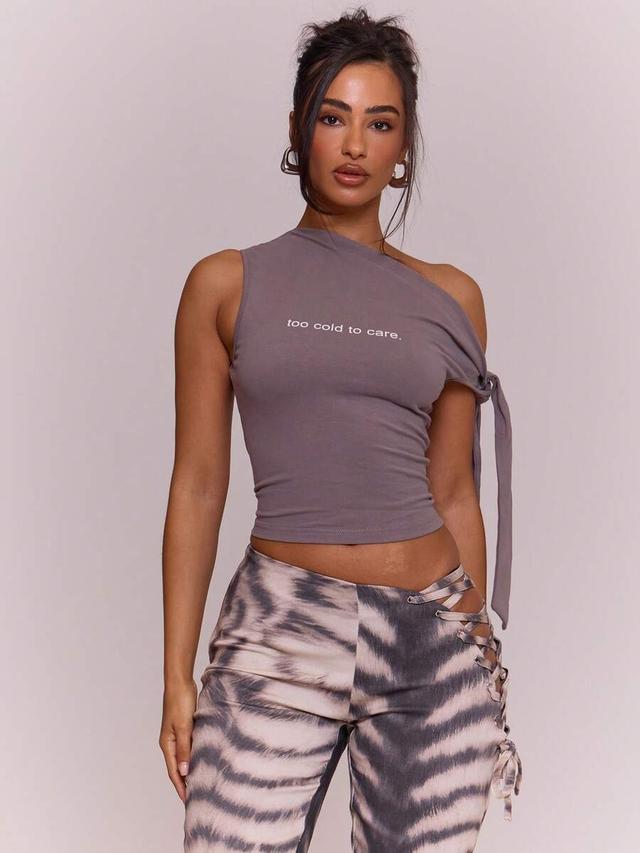 musera too cold to care asymmetric tie shoulder top