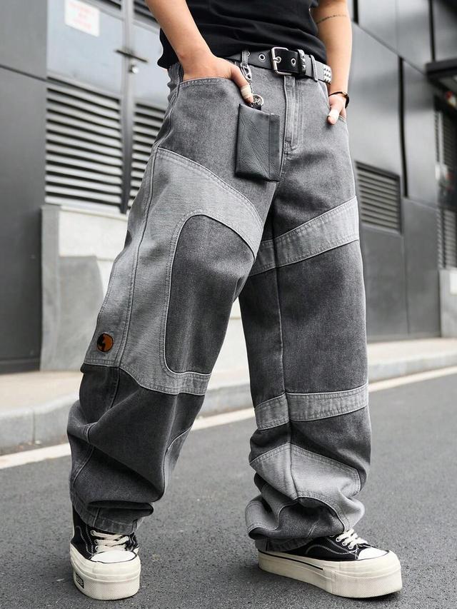 manfinity emrg distressed gray wide leg denim jeans