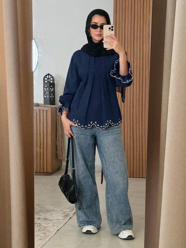 vintage pleated loose casual long sleeve shirt