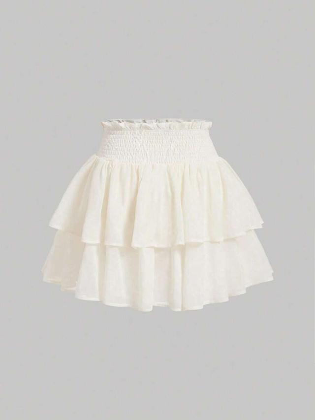 white high waisted tiered ruffle mini skirt