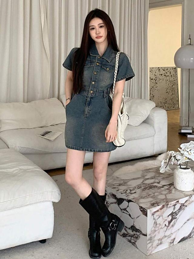 dazy women's denim short dress sundress