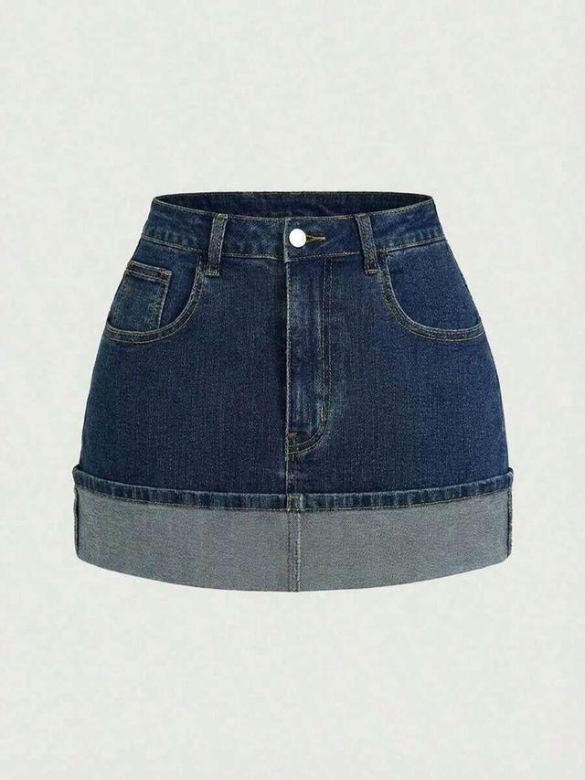 mod women's casual versatile denim mini skirt