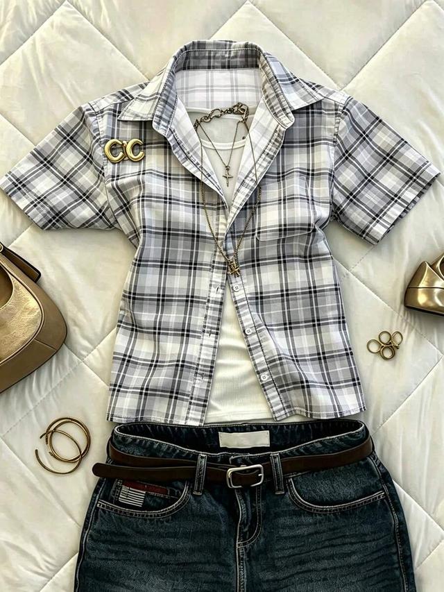 islasuriya women's summer casual plaid shirt top