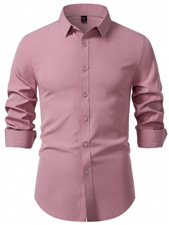calvornis men's minimalist pink button front formal shirt