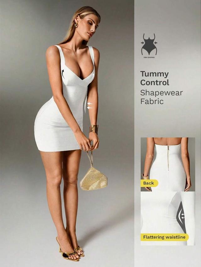 white bandage mini dress with sweetheart neckline