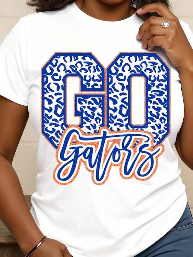 women go gators leopard print graphic t-shirt