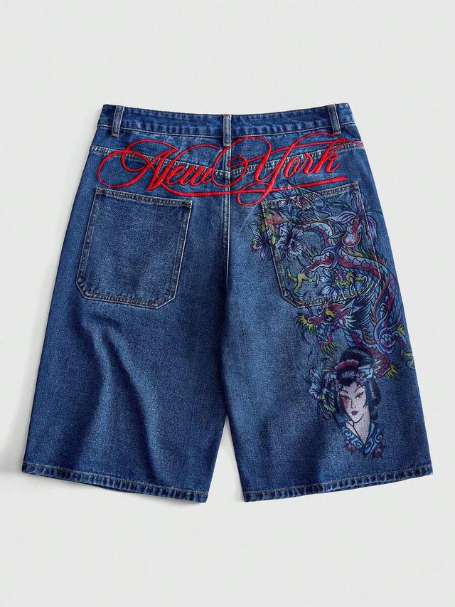fashionable heavy embroidery versatile casual bermuda shorts