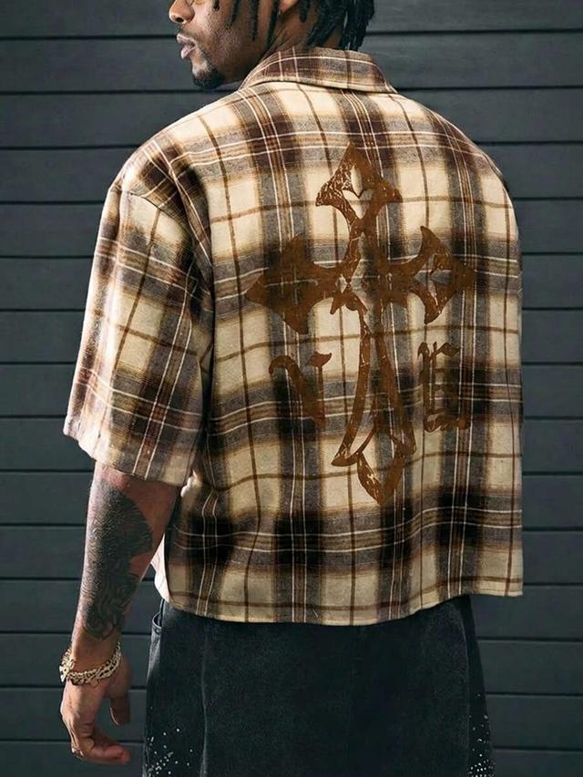 axepeak men's loose fit plaid short sleeve shirt