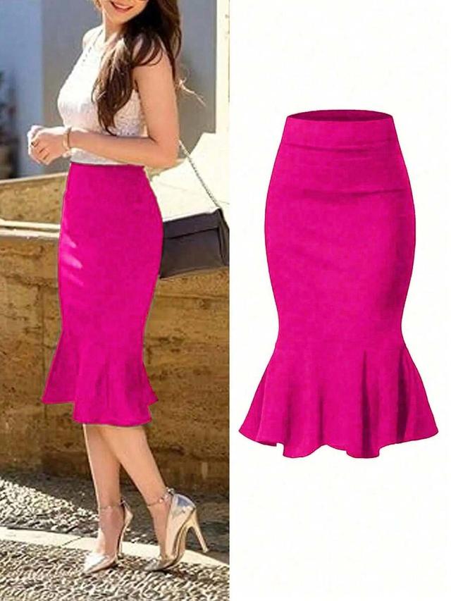 elegant black mermaid skirt high waist ruffle hem