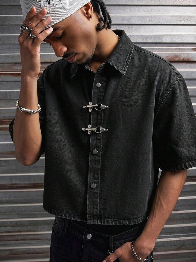 black washed denim short sleeve jacket