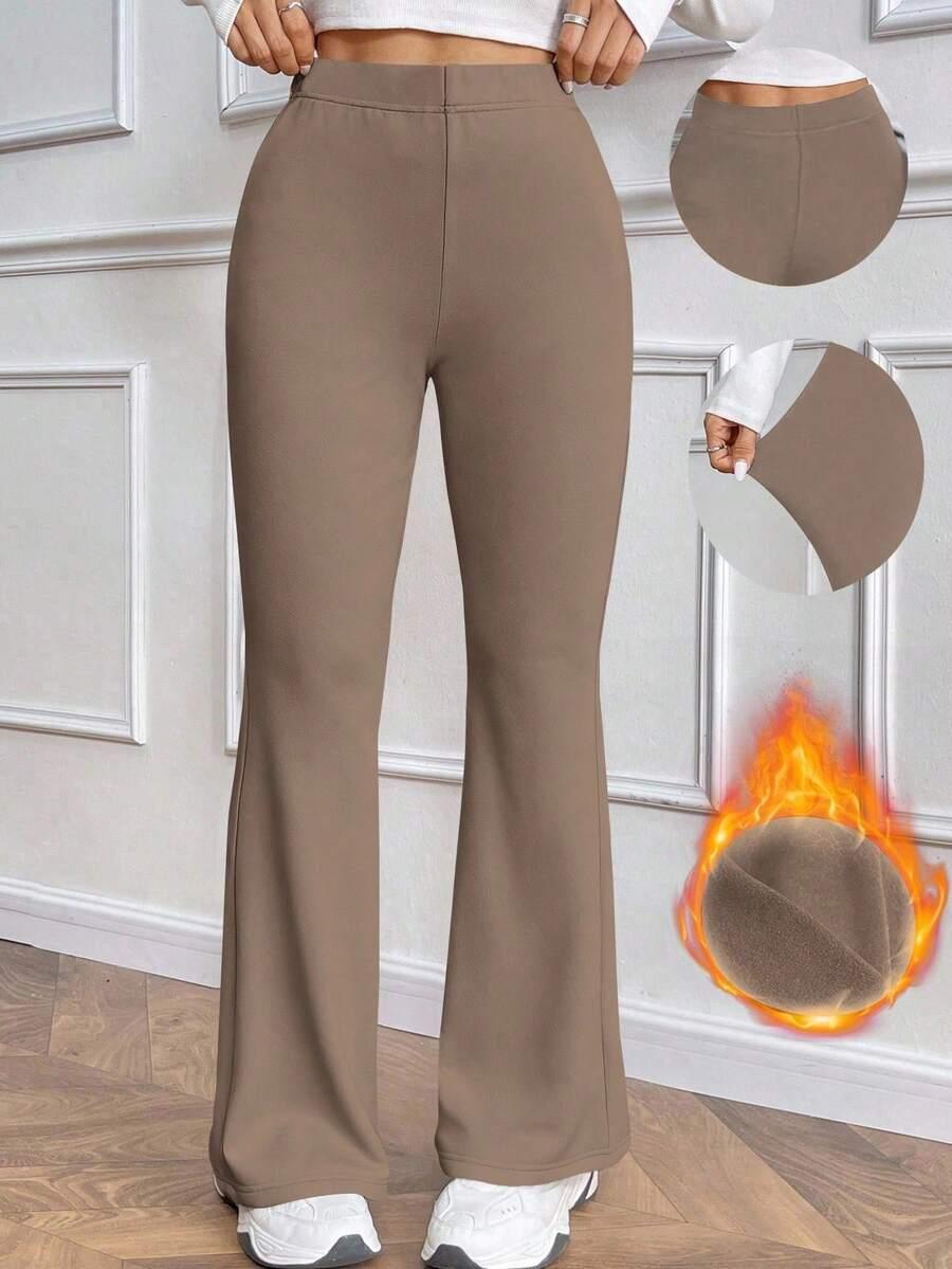 thermal lined high waist flare pants