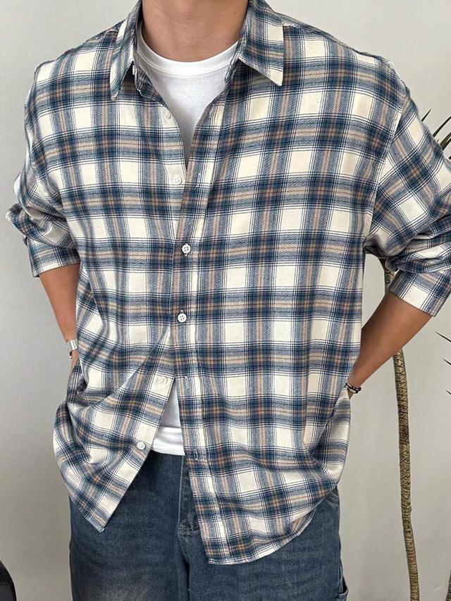 dazy men's plaid loose fit casual shirt