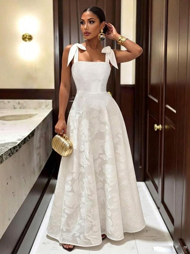 white floral jacquard corset style midi dress
