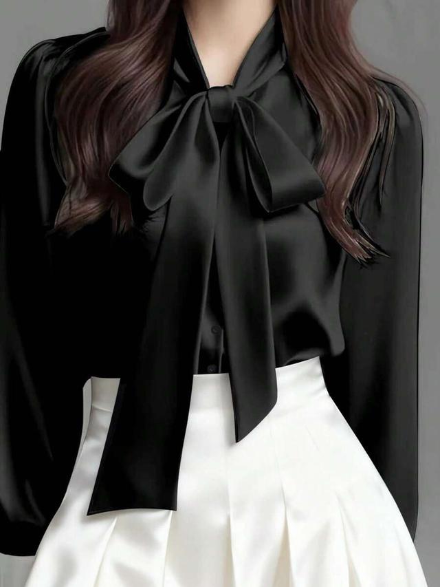 women's elegant satin white long sleeve casual shirt