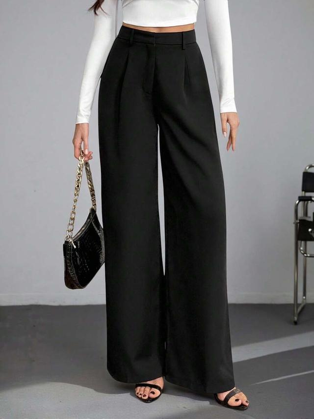 black high waisted wide leg dress pants