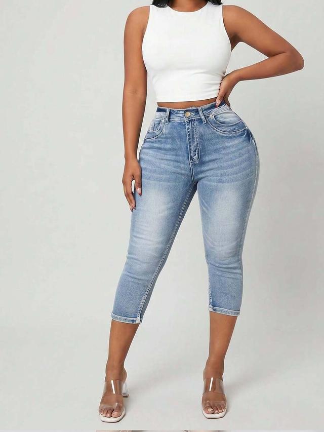 women's mid-waisted capri denim jeans