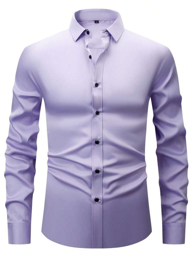 men's lavender stretch business casual shirt