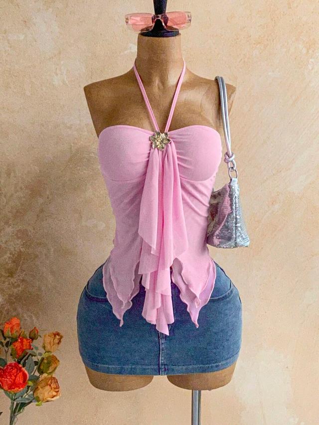 soleia women's asymmetrical hem seashell decor necklace blouse
