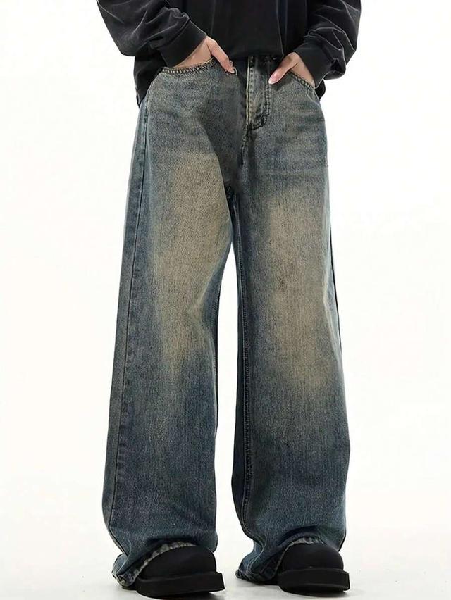 men's casual retro loose fit denim jeans