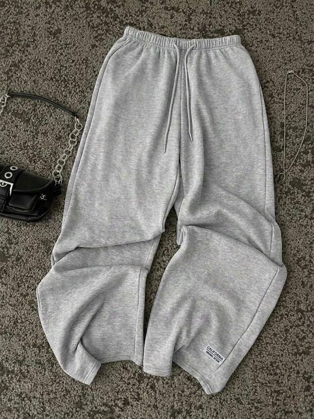 light grey casual relaxed fit cotton sweatpants