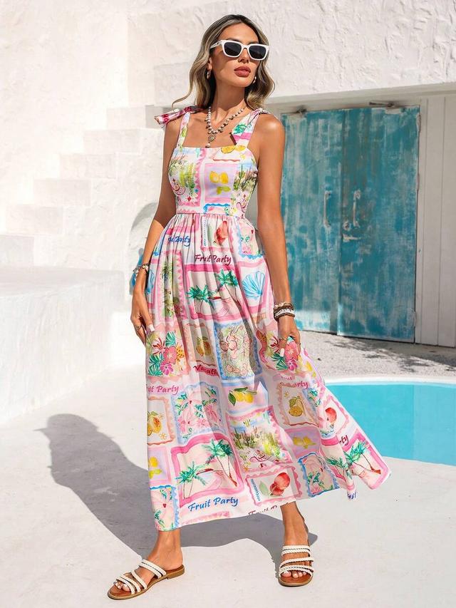 vivid eden lavender tropical fruit print maxi dress