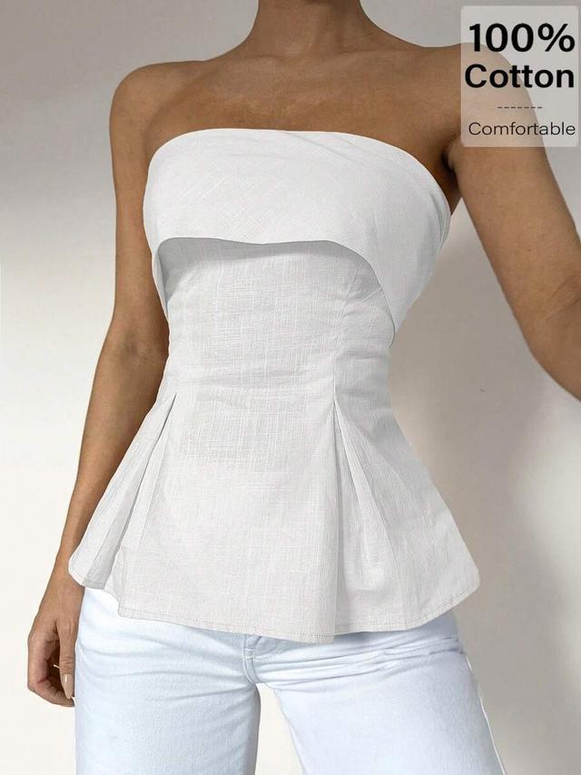 siren gaze linen-cotton tube top