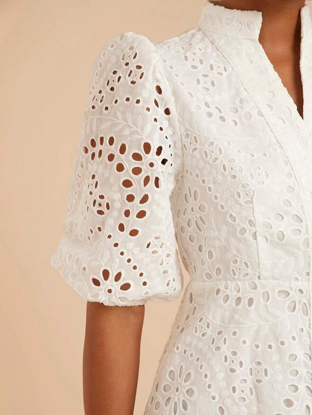 white eyelet embroidery a-line tea party dress