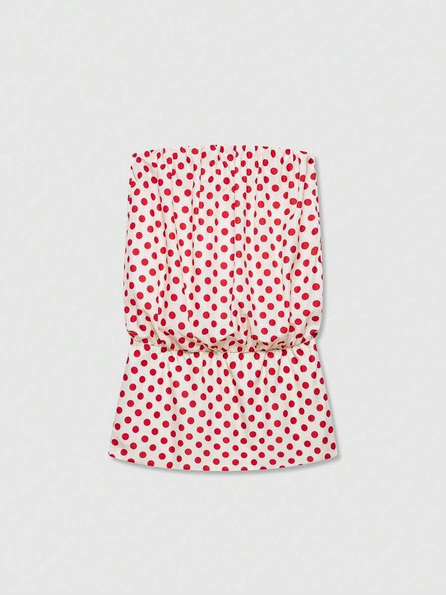 women's polka dot bandeau mini dress