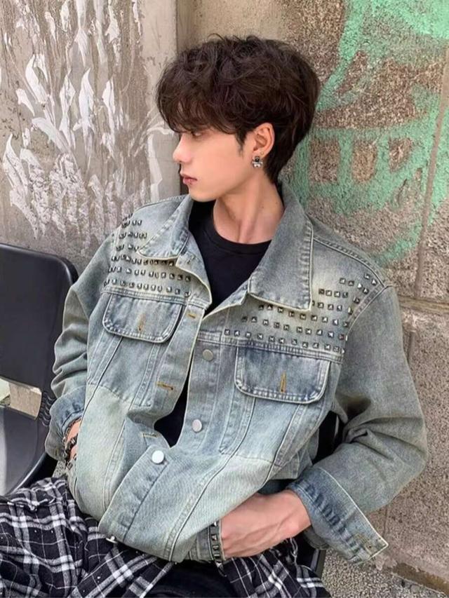 heavy industry rivet denim workwear jacket